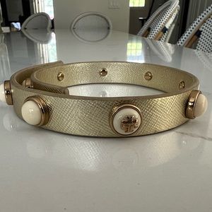 Tory Burch Gold Leather Wrap Bracelet